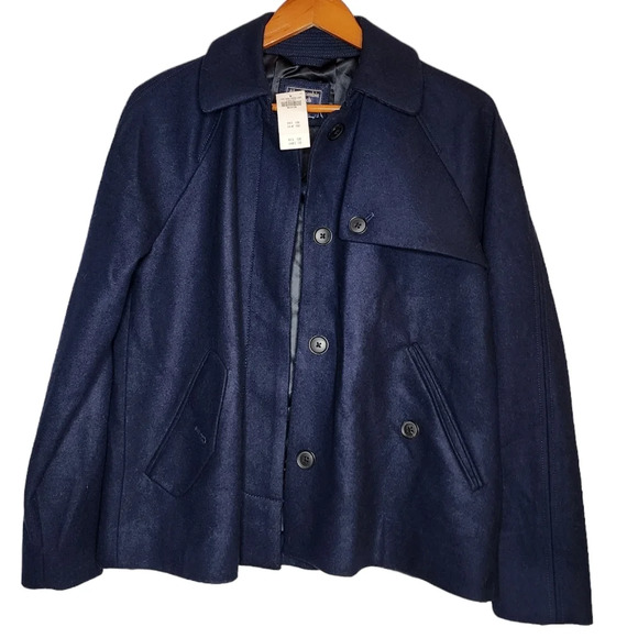 Abercrombie & Fitch Navy Wool Coat - Picture 2 of 16